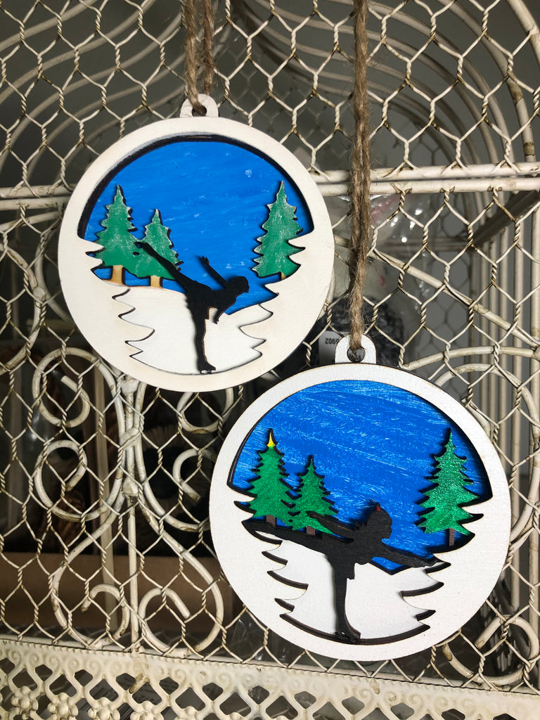 Handcrafted Outdoor Skating Scene Ornament