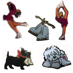 Ice Skating Themed Enamel Lapel Pins