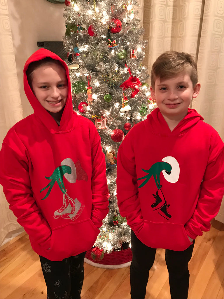 Grinch Christmas Ice Skates Hoodie Jenskates