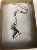 Rhinestone Ice Skate Necklace & Earrings