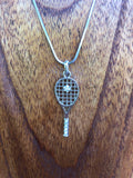 Silver Tennis Racquet and Ball Necklace -R4