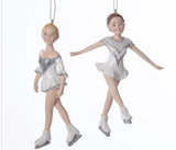 Silver and White Ice Skater Ornament - C7637