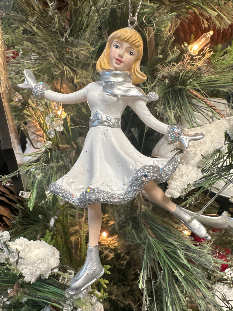 Silver Skating Girl Ornaments - E0855