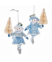 Blue Skating Snow Girl Ornaments