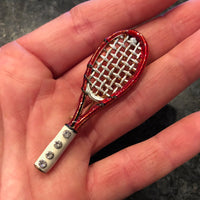 Red Tennis Racquet Pin