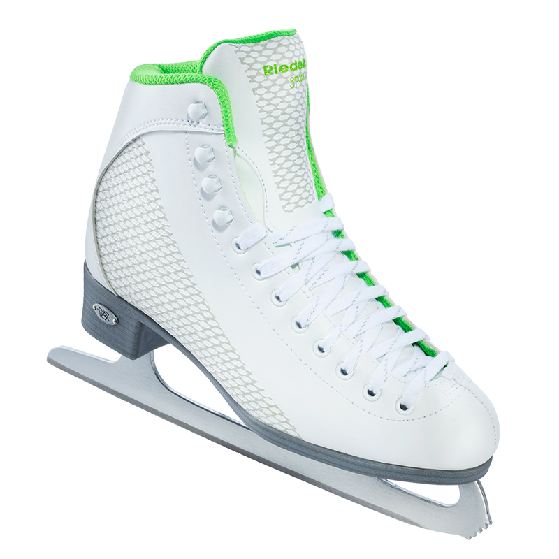 Riedell Ice Skates 113 White & Sparkle Violet Ladies Shoes - Pink Princess