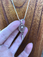 Silver Tennis Racquet and Ball Necklace -R4