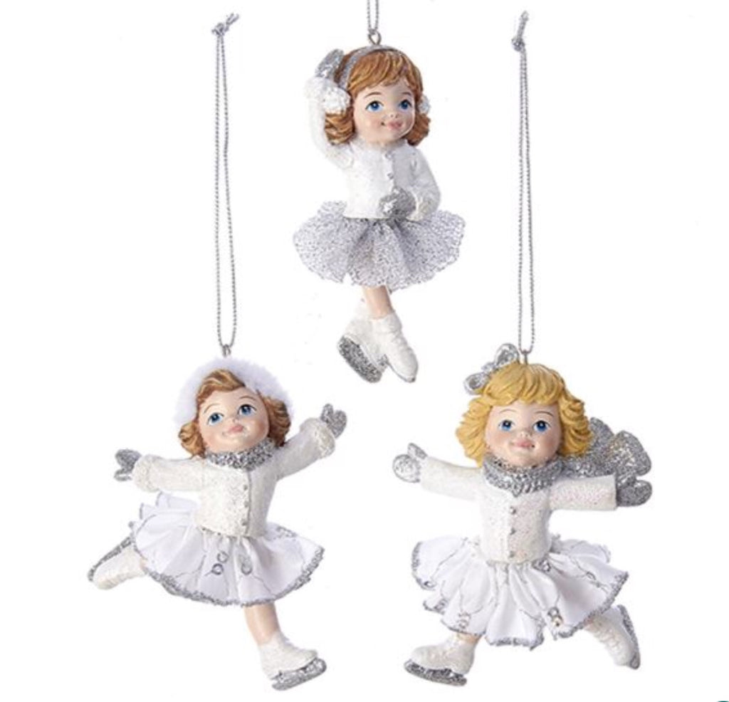 White and Silver Girl Ice Skater Ornaments - C6763