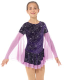 Frosted Flower Flowing Sleeves Purple Skating Dress