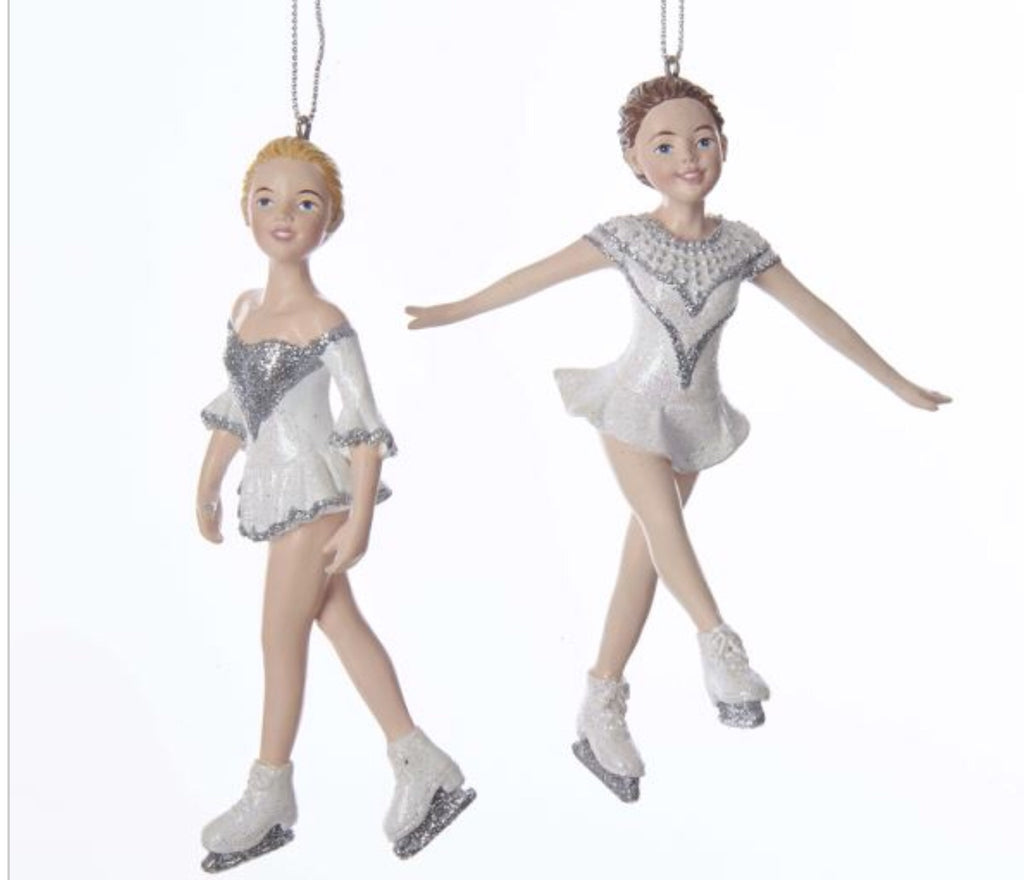 Silver and White Ice Skater Ornament - C7637