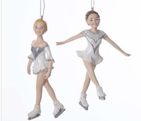 Silver and White Ice Skater Ornament - C7637