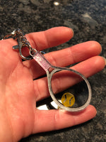 Floating Ball Tennis Racquet Keychain or Bag Charm