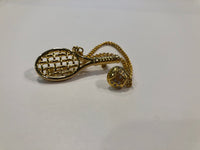 Gold Tennis Racquet & Ball Pin